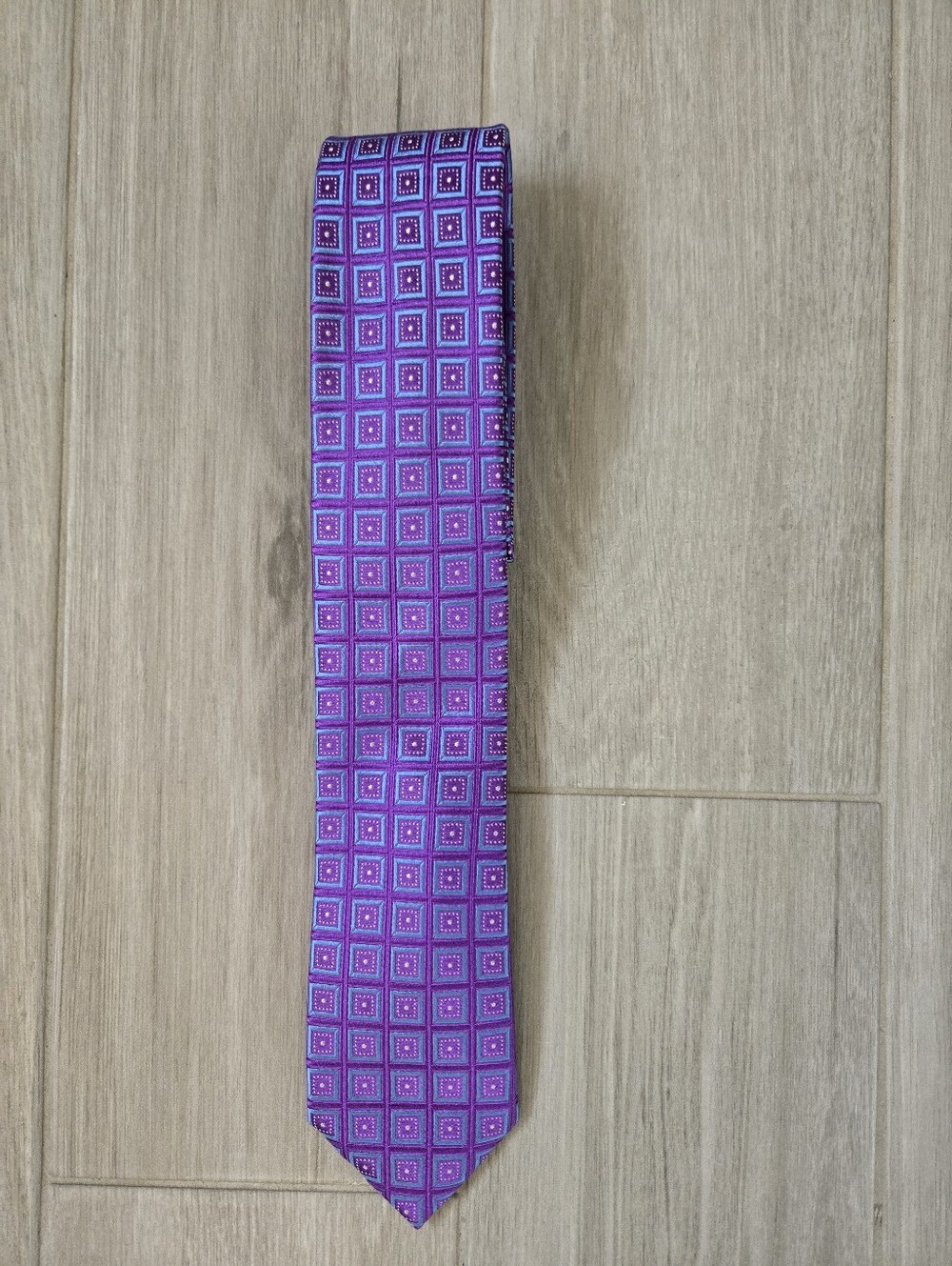 Nordstrom Men's Purple Geometric Silk Tie - Classic Style - New Condition